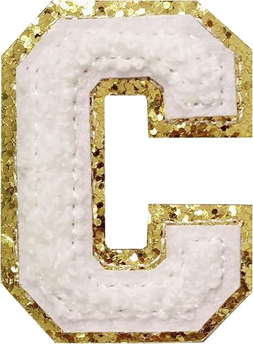 Miniatura 66 de 4 parches de letras de felpilla blanca, parches termo-adhesivas de 2.2", parches de letras de felpilla para ropa (M)