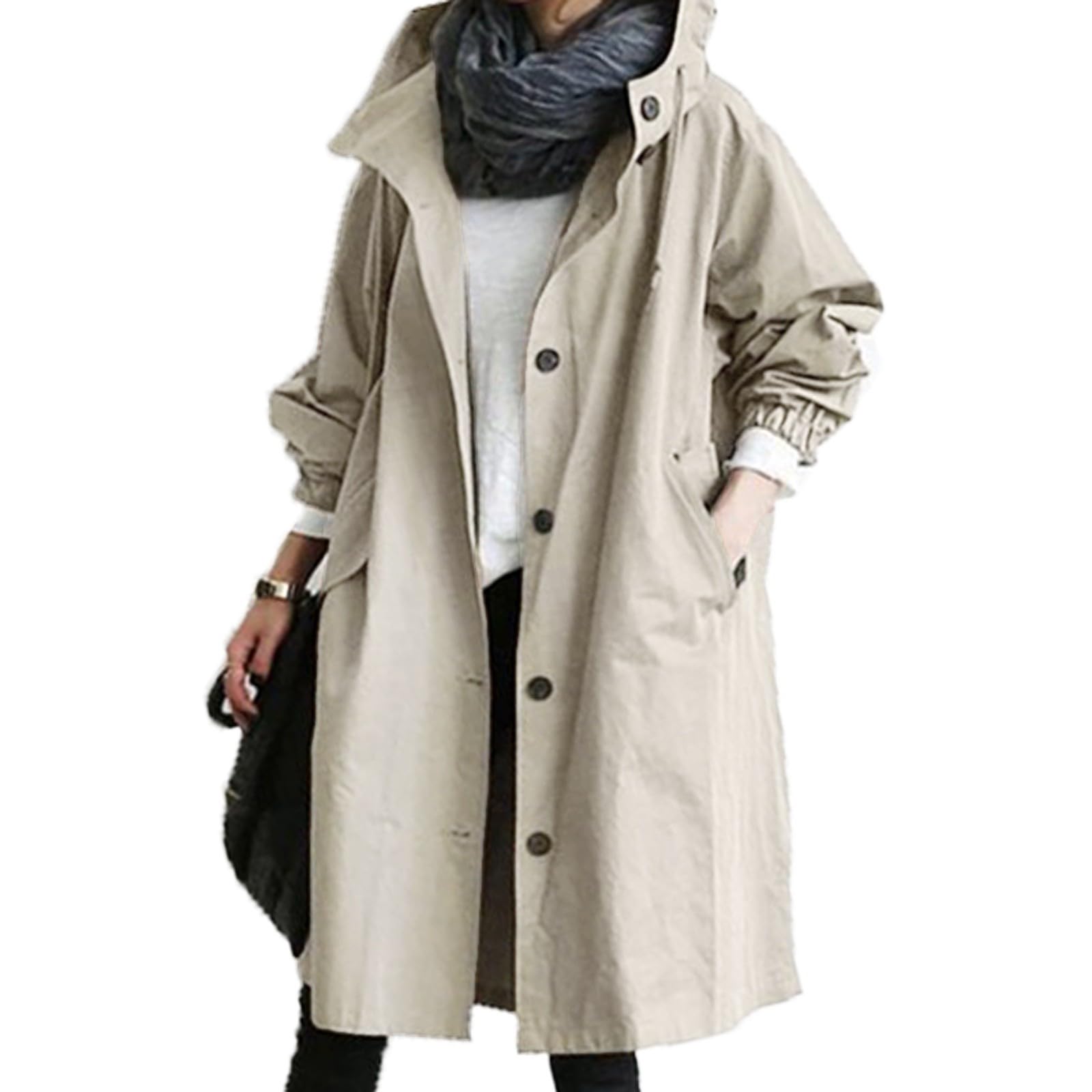 Womens Trench Jackets Loose Lightweight Rain Jacket Oversized