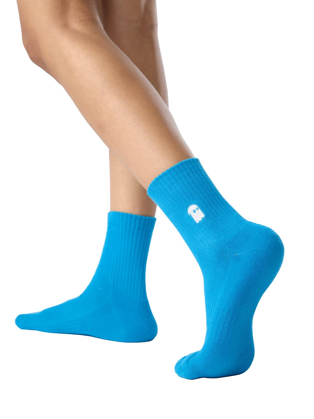 the souled store Souled Socks: Ocean Blue Women and Girls Solid Cotton Blend Ankle Length Socks-picture-30