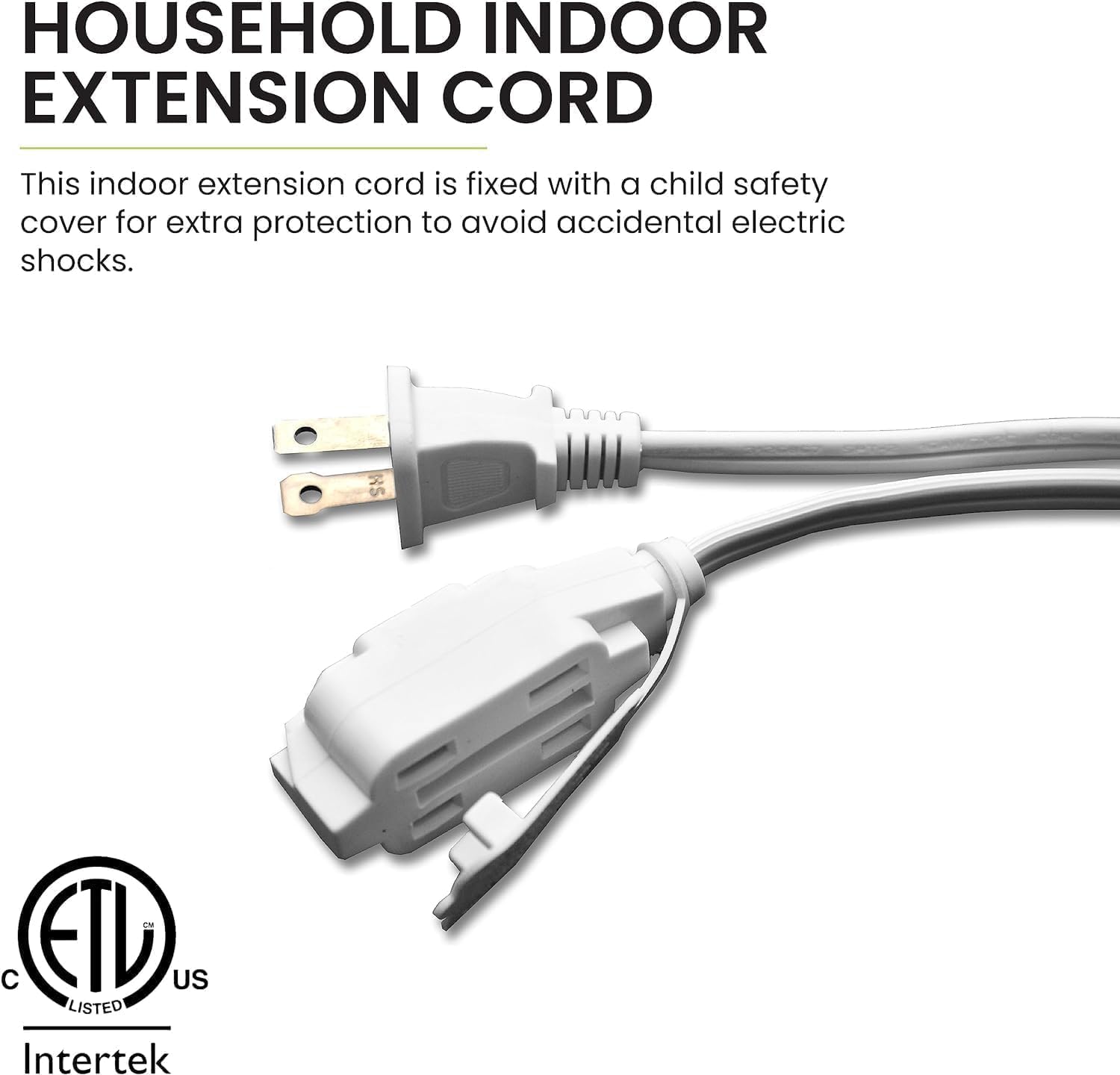 GoGreen Power Inc. (G-24720-5) 16/2 20' Household Extension Cord, 3 Outlets, White, 20ft, 5 Pack