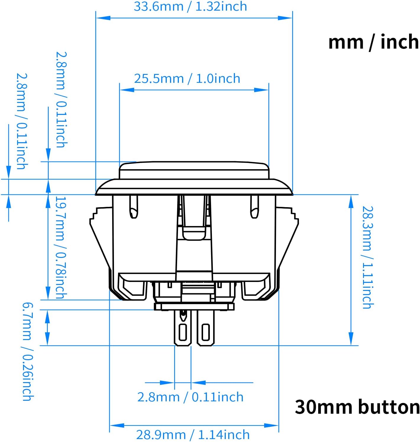 Qanba Gravity KS Mechanical Shafts Silent Pushbutton 30mm Snap-in (Boxed (Clear Black D04(8 pcs) - Image 5