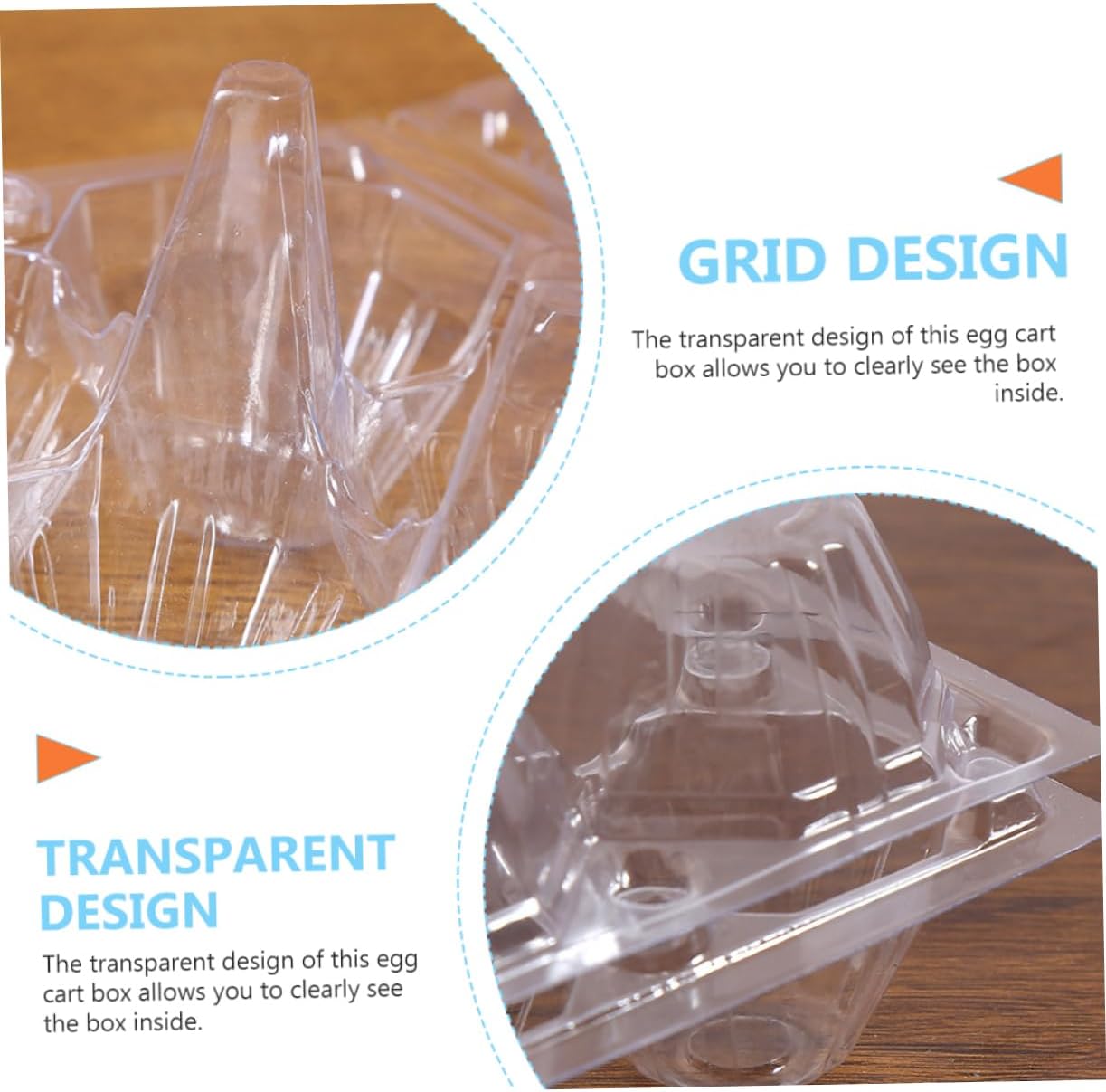 15-Pack PET Egg Holder Trays Portable Egg Storage Containers for Kitchen and Refrigerator Non-Slip Design