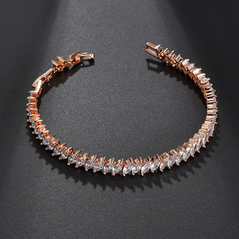 14K Gold Tennis Bracelet for Women - Sparkling Leaf Design with Moissanite Diamond Accents4