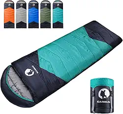CANWAY Saco de dormir de flanela para adultos, crianças, meninas, meninos, acampamento, mochilão, saco de dormir para clima frio e quente com saco de compressão