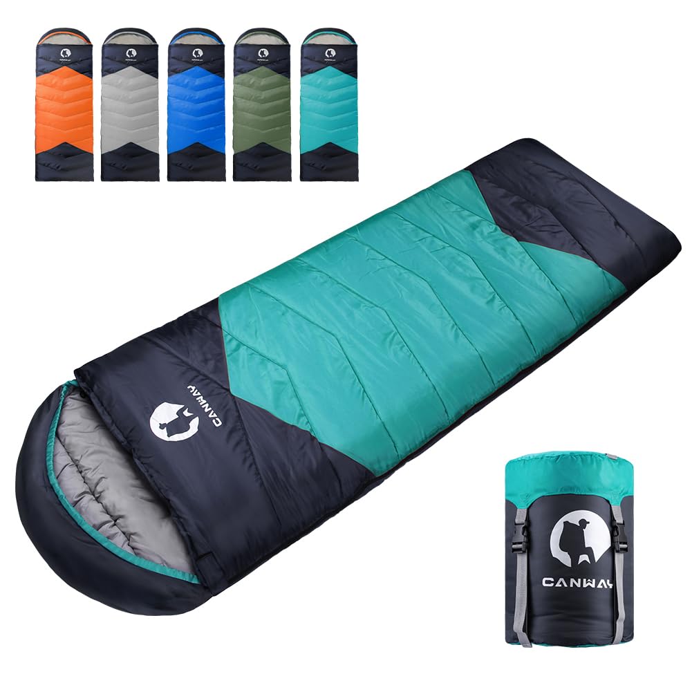 CANWAY Flannel Sleeping Bag for Adults Kids Girls Boys Camping Backpacking Sleeping Bag for Cold Warm Weather with