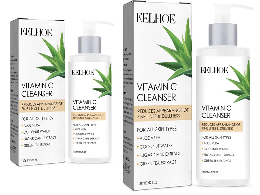 2 Pcs-Facial Cleanser with 15% Vitamin C, Aloe Vera, Rosehip Oil & Tea Tree Oil, 100ml /3.52 fl. oz.