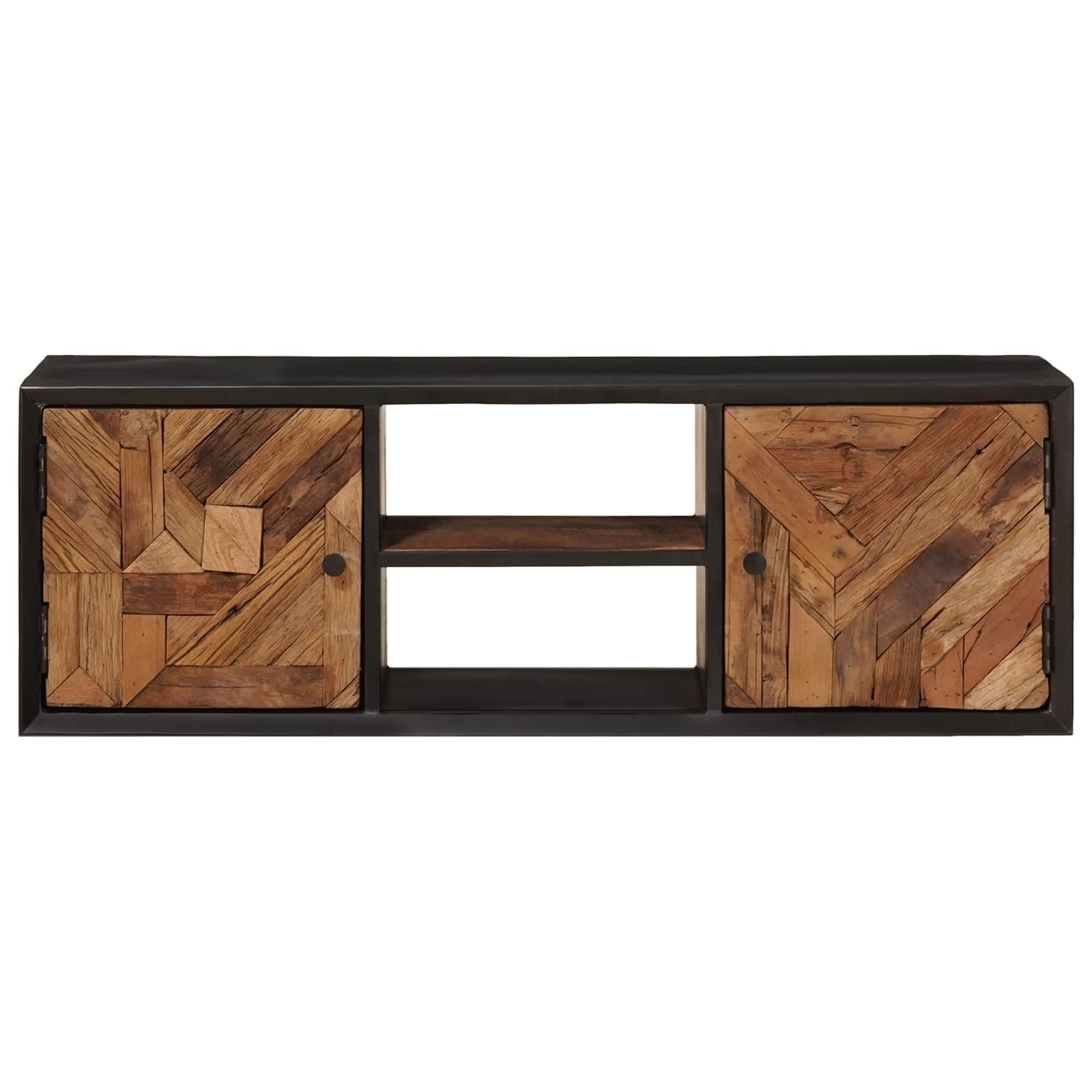 Szafka pod telewizor 105 x 30 x 35 cm lite drewno | Drewno z recyklingu, 2 przegródki, do salonu, wytrzymałe, do użytku wewnątrz pomieszczeń