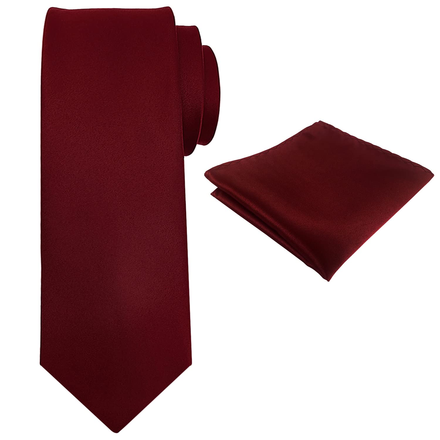 Men's Tie Set Solid Pure Color 3.15" (8CM) Classic Formal Plain Necktie and Pocket Square Set For Men