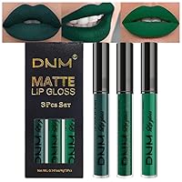 Vista 38 de evpct 2 Piezas Lápiz Labial Líquido Verde Esmeralda con Brillo Glitter, Brillo Labial Tinte y Delineador de Labios Retráctil, Set de Maquillaje