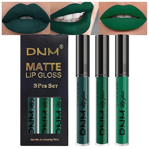 Miniatura 38 de evpct Juego de 2 lápices labiales y delineador de labios color verde oscuro mate, juego de maquillaje líquido mate mate de larga duración, 24 horas