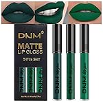 evpct 3Pcs Dark Deep Forest Green Shimmer Matte Liquid Lipstick Lip Stain Sets for Women Matte+Lipstick Long Lasting Waterproof Permanent 24 Hours Magic Lipstick 24 Hours original, Set23
