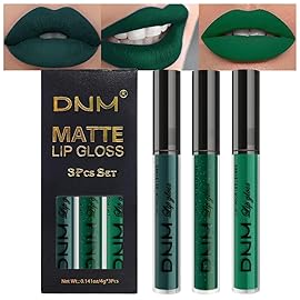 evpct 3Pcs Dark Deep Forest Green Shimmer Matte Liquid Lipstick Lip Stain Sets for Women Matte+Lipstick Long Lasting Waterproof Permanent 24 Hours Magic Lipstick 24 Hours original, Set23