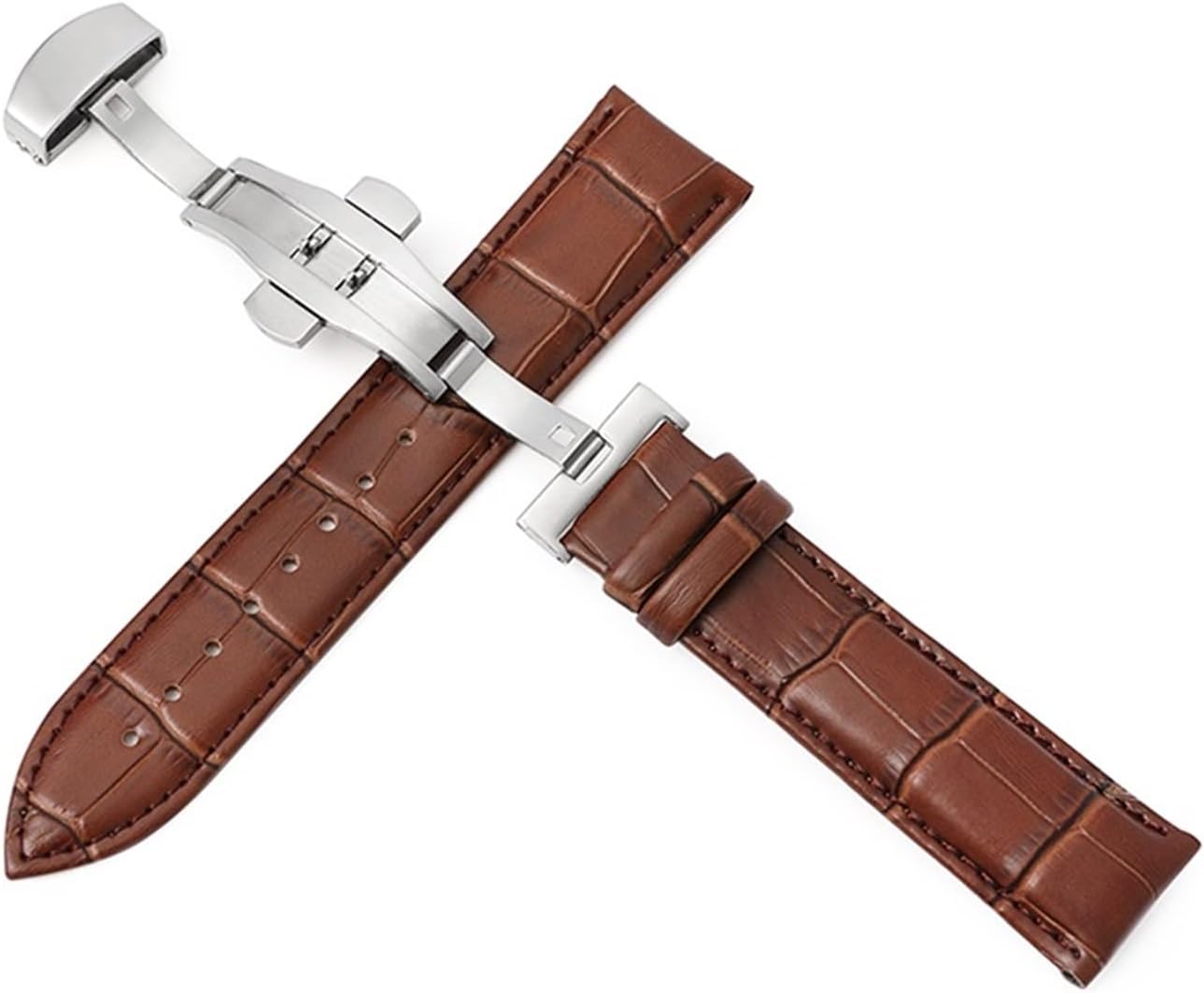 YYJzsw Genuine Leather Watchbands 12-24mm Watch Butterfly Buckle Band 22mm Watch Band