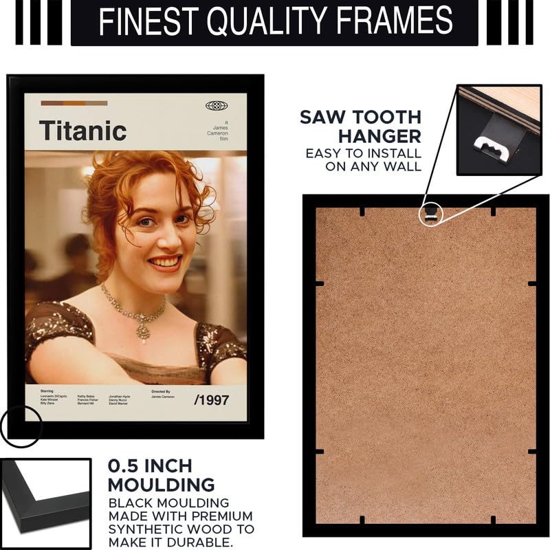 Image of BLINKART Titanic (1997) Movie Poster Frame 8x12 Inch | Premium 300 GSM Paper Wall Print | Mid Century Vintage Film Artwork for Home, Bedroom, Living Room, Office | Framed Photo Decor