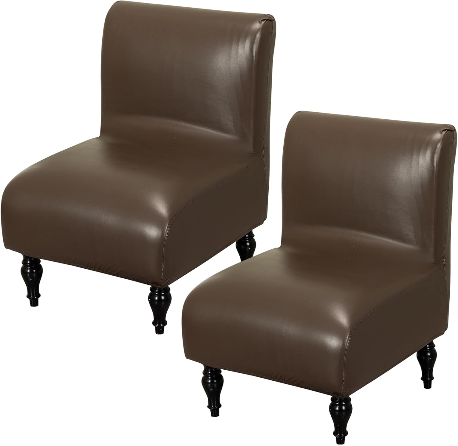 FUANGUI Armless Accent Chair Cover Slipcover, Waterproof PU Leather Stretch Chair Covers for Living Room Removable for Armless Chair Furniture Protector