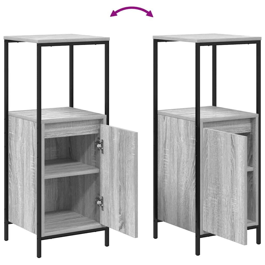 vidaXL Zestaw mebli łazienkowych z półką 3 pcs Szary sonoma i Czarny, Nowoczesny zestaw mebli łazienkowych, dużo miejsca, prostokątna szafka, stylowa z szufladami, trwała konstrukcja