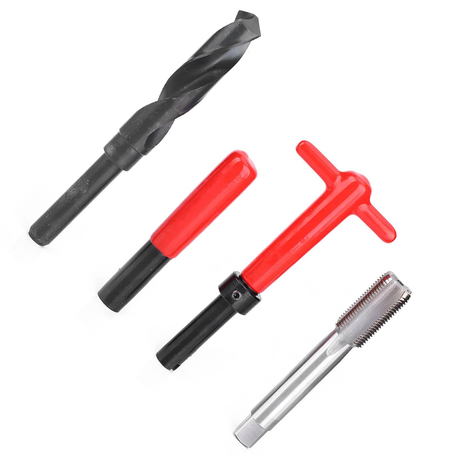 Kit di riparazione filettatura, 10 pezzi, chiave per trapano a vite in acciaio inossidabile con inserti filettati per blocco motore auto M18x1.5, strumento di ripristino filettatur