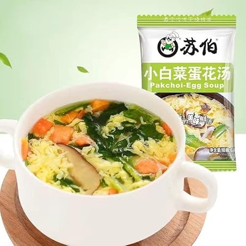Instant Vegetable Soup,Wild Greens Spinach,Seaweed,Cabbage,Fresh Vegetables,Tomatoes Soup,6G/Bag,Variety Flavor,Chinese Food,Healthy And Nutritious Ready-To-Eat Breakfast (Mixed Flavors,5Bags) #TOP2