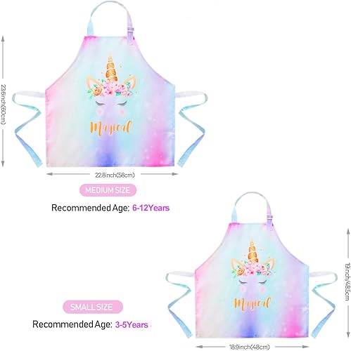 Miniatura 6 de Sylfairy - Delantal para niños, diseño de unicornio, diseño de unicornio para niñas, delantal de chef