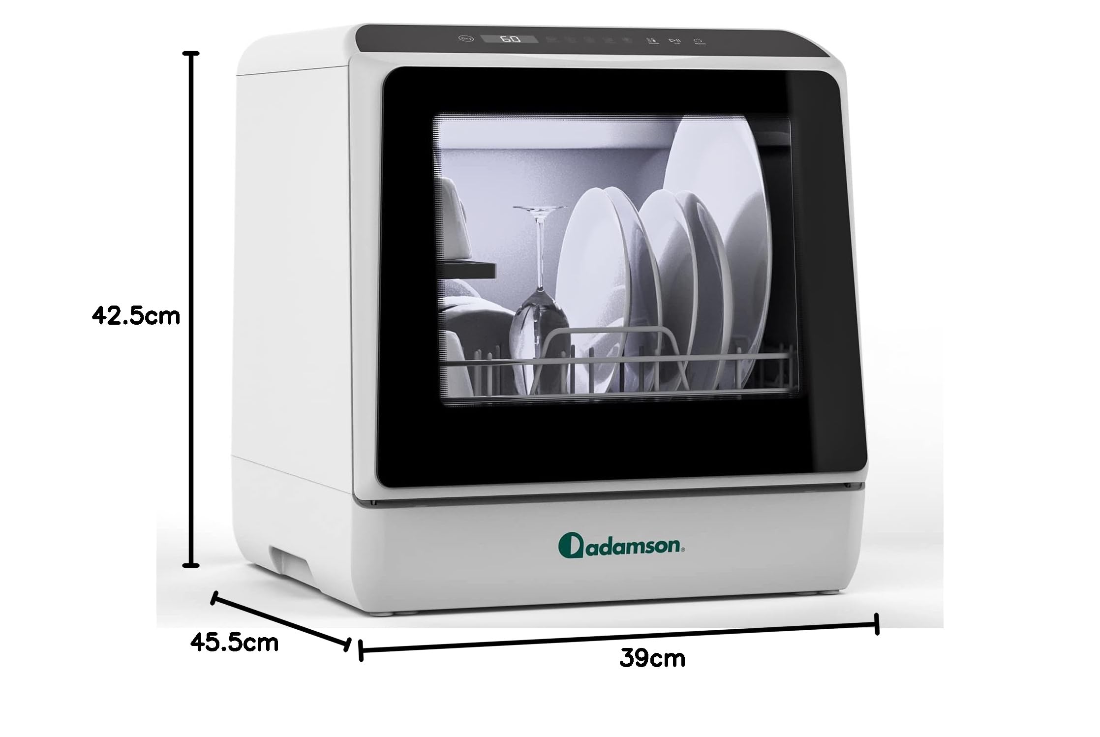 Mini Lave-vaisselle Portable Adamson A30 - Nouveauté - Parfait pour Appartement ou Camping-car - Sans Arrivée d'Eau avec 5 Programmes et Jet Haute Pression - Garanti 5 Ans