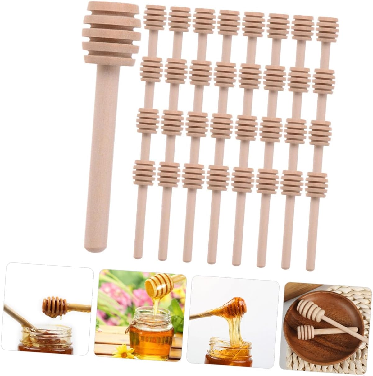 Wooden Honey Dipper Sticks 40pcs for Jar Stirring and Drizzling image 5