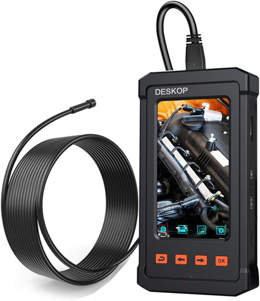 Industrial Endoscope, DESKOP 4.3inch LCD Screen with 5.5mm Borescope 1080P HD Micro Inspection Camera Semi Rigid Cable for Auto Engine Inspect (11.5 FT)