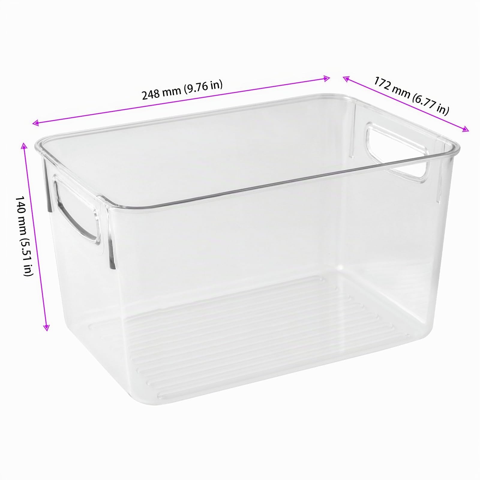Set di 6 Organizer Frigorifero, Contenitori Frigo Trasparente con manici, Organizer Cucina per Salvaspazio, impilabili, 24,8 x 17,2 x 14 cm