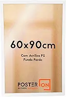 Moldura 60x90cm – Com acrílico PS - Fundo Pardo Cor: Branca