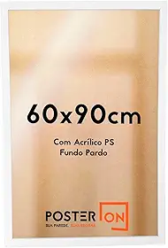 Moldura 60x90cm – Com acrílico PS - Fundo Pardo Cor: Branca