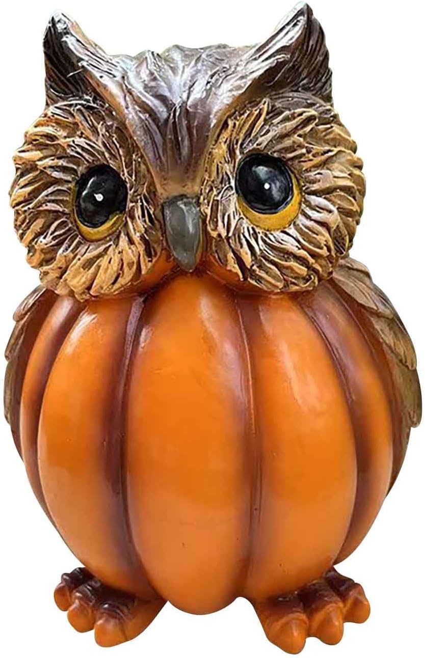 Amazon.com: simplmasygenix Pumpkin Owl Statue Creative Resin Owl ...