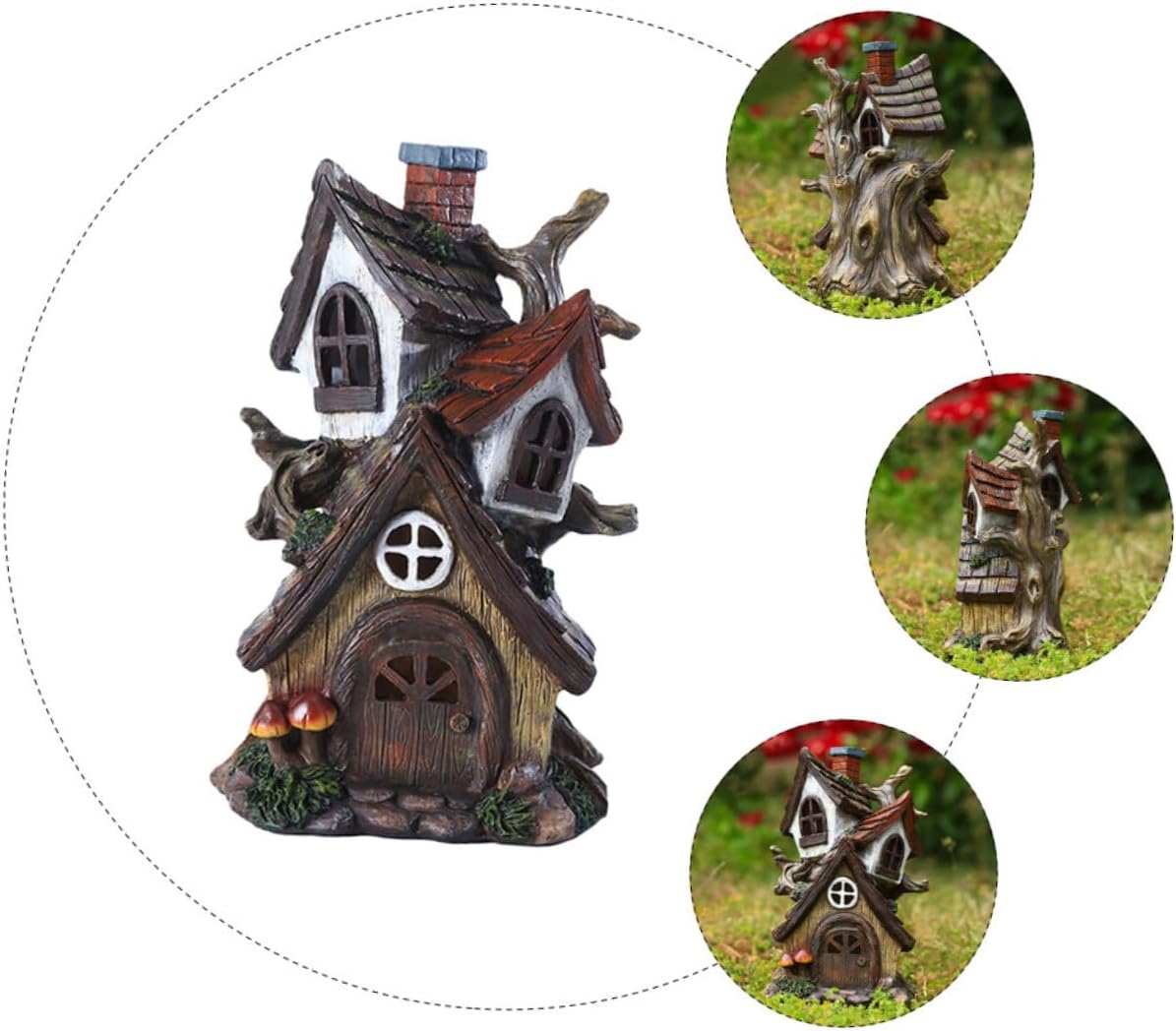 Kisangel Micro Landscaping Decor Resin Mini House Model for Garden Scene Layout Creative Dual-Layer Fairy Cottage Ornament for Home Decoration and Giving