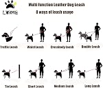 LWBMG Multifunctional Dog Leash 8ft,Strong and Soft Leather Dog Leash Adjustable, Hands Free,Crossbody, Double Dog Leash, for Service Dogs, Large Dogs, Medium Dogs and Small Dogs