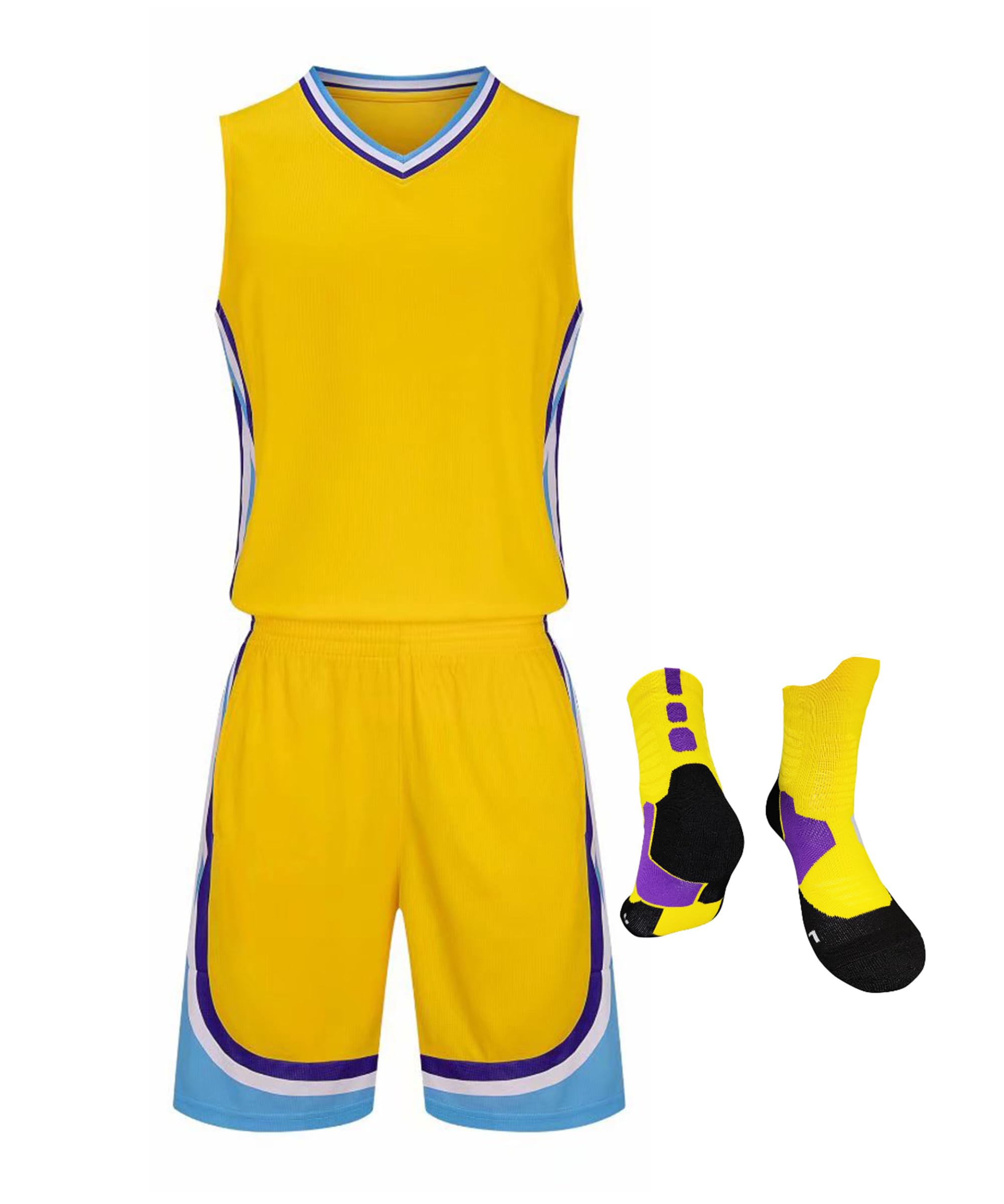 Boys Girls Basketball Jersey Shirt and Shorts with Matching Basketball Socks