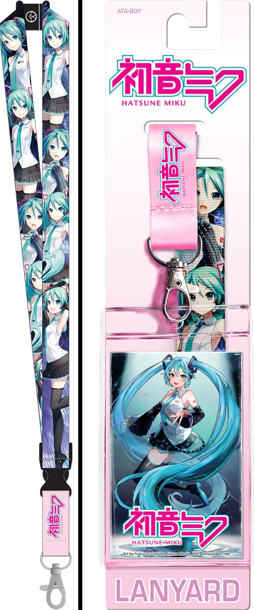 Ata-Boy Hatsune Miku Reversible Lanyard with Breakaway Clip and ID Holder