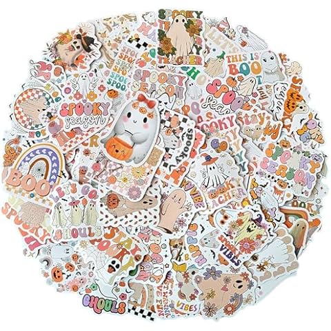 AXEN 100PCS Groovy Halloween Stickers Pack Cover