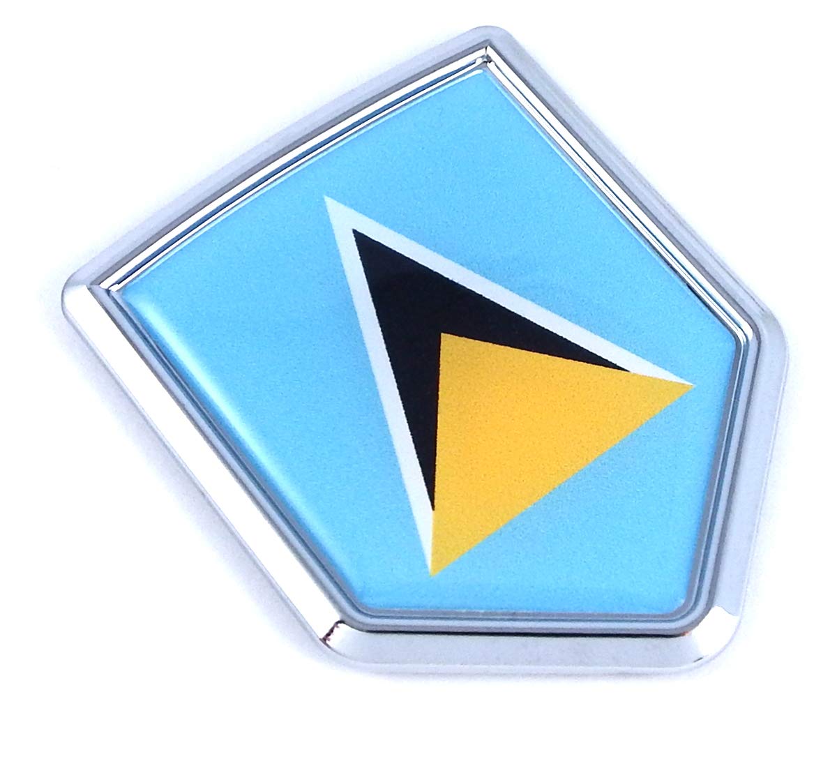 Car Chrome Decals Saint Lucia Flag St. Lucian Emblem 3D Bumper Sticker