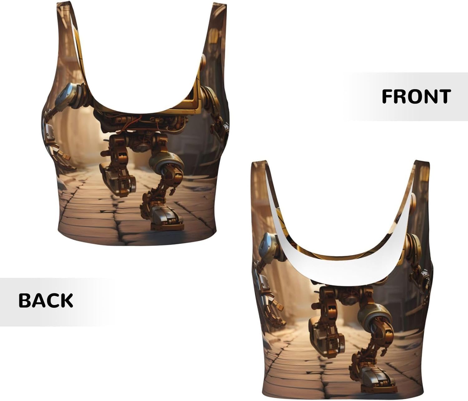 Women's Sports Vest Running Robot Printing Soft, Comfortable, Lightweight, and Breathable