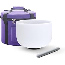 Hye-eun 12 Inch E Note Frosted Crystal Singing Bowl 432hz Solar Plexus Chakra Bowl with Suede Stick for Yoga Sound Healing With Carry Case