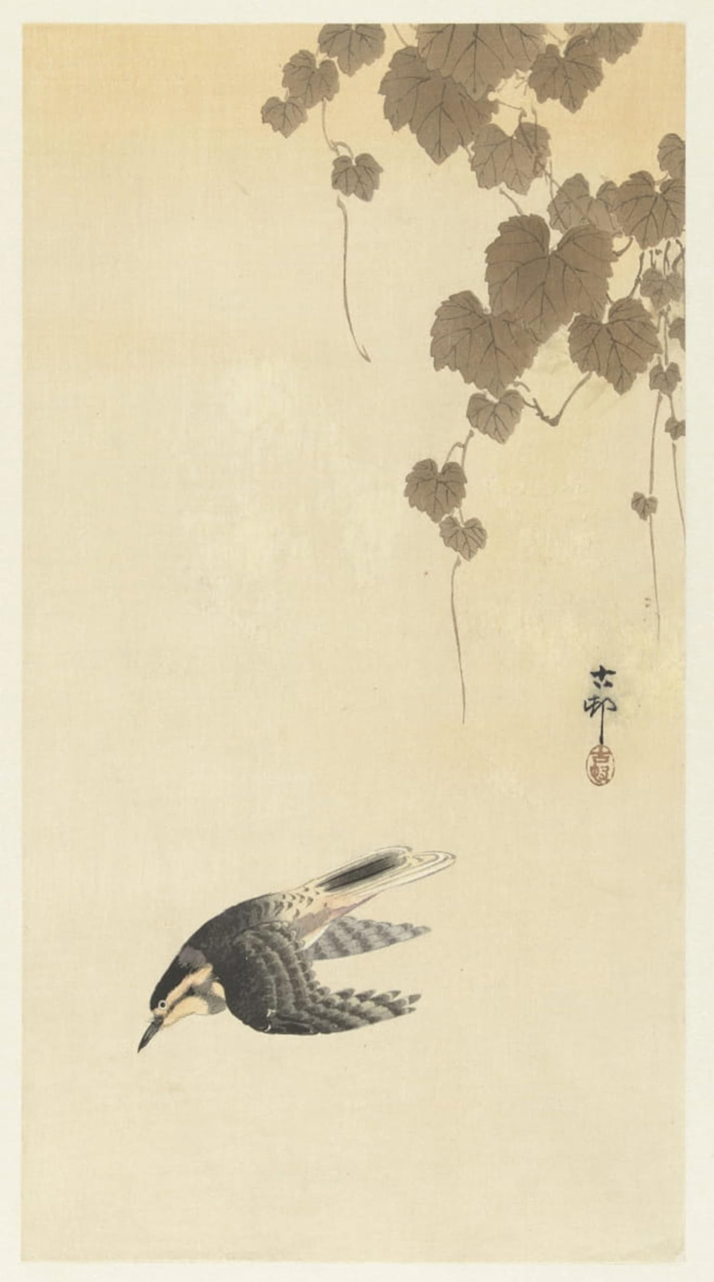 SERENDIPITP Abstract Painting Mural Print Picture Wall Decor Painting Persimmon by Ohara Koson Vintage Wall Artwork for Home Decor 60x90cm
