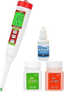Digital Food pH Meter YINMIK pH Meter Food Fermentation with Calibration Solution Kit pH Test Strips for Food Spear Tip pH Meter Probe for Dough Sushi Rice Fermenting Sausage Meat Soap Cheese …