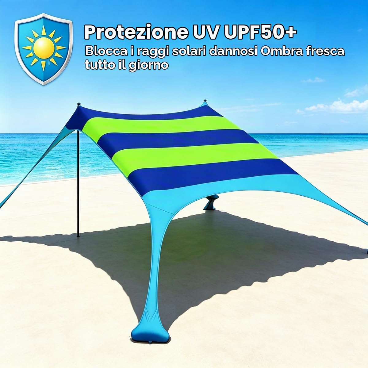 Spiaggia ombra tenda tenda da sole 4-5 persone protezione solare impermeabile blocco leggero ed elastico parasole tende da spiaggia
