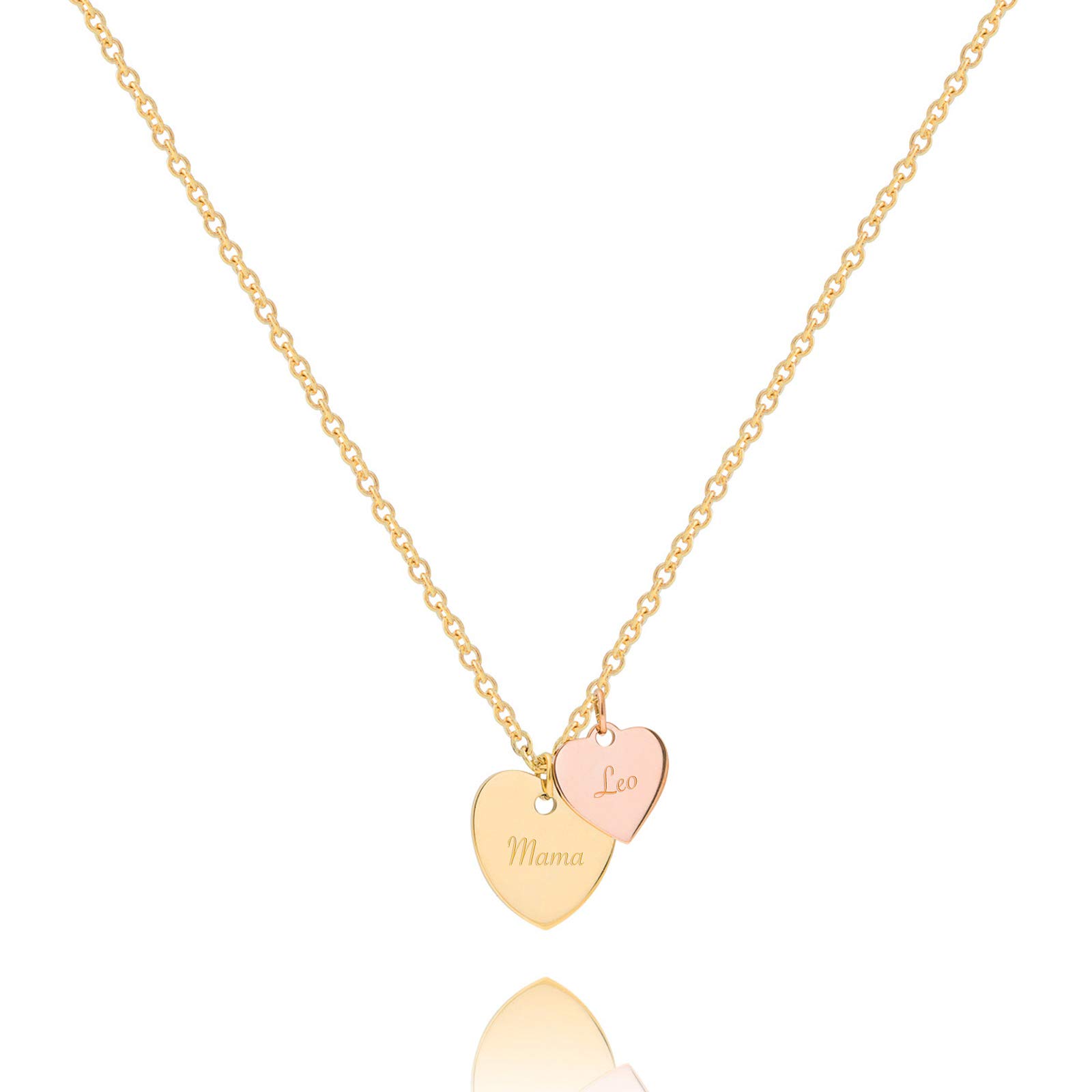 VALENCIA Halskette Herz Anhänger mit Gravur | Mutter Kind Kette | Mit Namen | Persönliche Geschenke | Personalisierter Schmuck | 316 L Edelstahl | Silber Gold Rosé | Valentinstag Geburtstag Jahrestag
