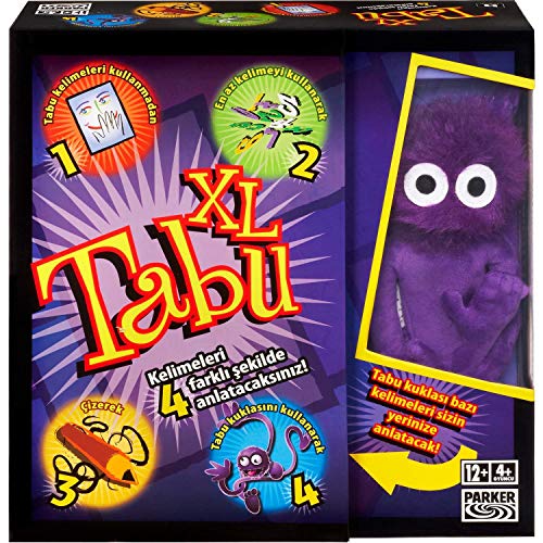 Hasbro Gaming Tabu XL Kutu Oyunu, 4 Farklı Oyun Alternatifi, Klasik Oyunun Yanı Sıra Çizerek, Tabu Kuklasıyla Anlatarak ve En Fazla 15 Kelime Kullanarak Tabu Oynayın