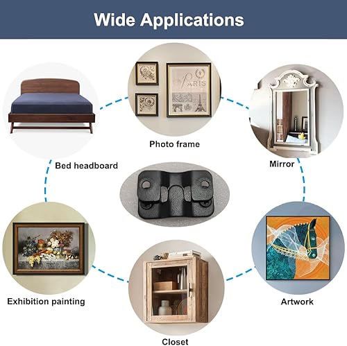 Miniatura 5 de 10 soportes negros de montaje empotrado de 2.1 x 1.3 pulgadas de acero inoxidable entrelazado con hebilla para colgar fotos, colgador de fotos,