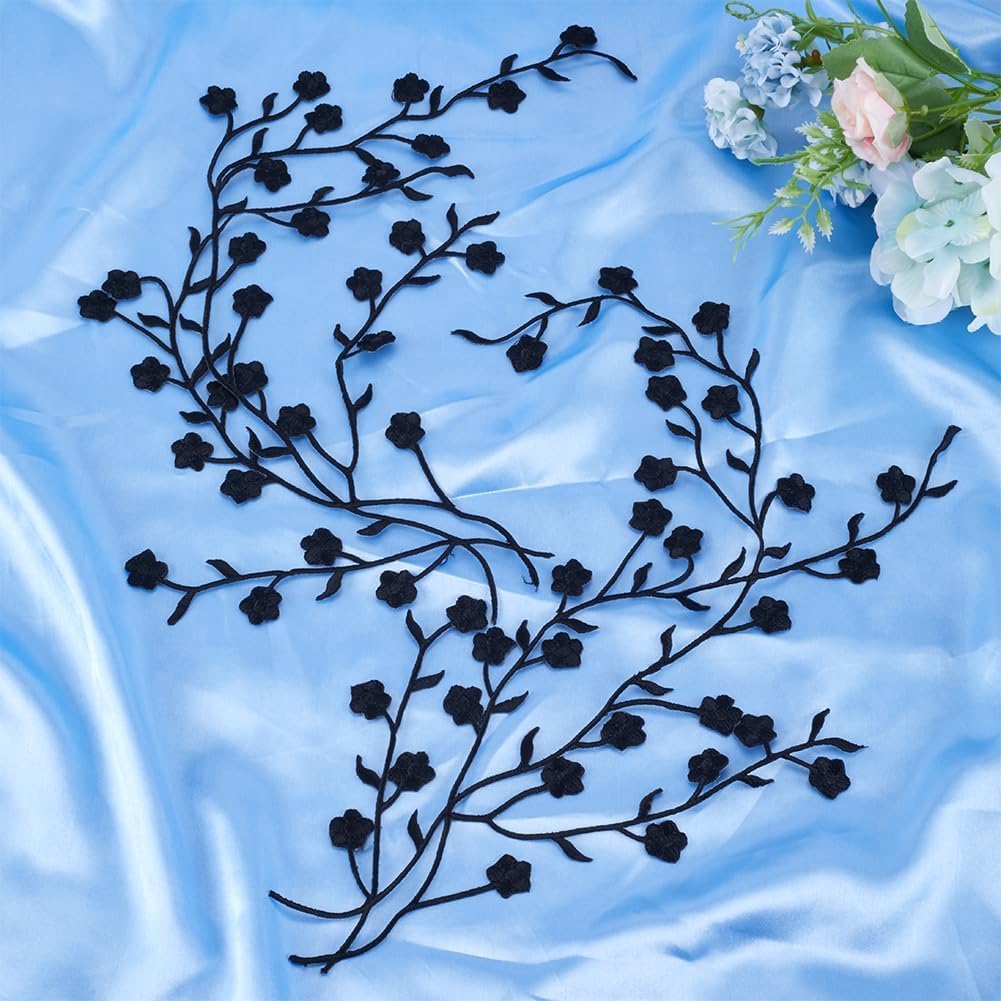 GORGECRAFT 6Pcs Iron on Flower Patches Decorative Sew on Patch Floral Plum Applique Embroidered Fabric Embellishments for Wedding Dress Clothes Decor Repair Jeans Jackets Backpacks Bags Sewing Crafts