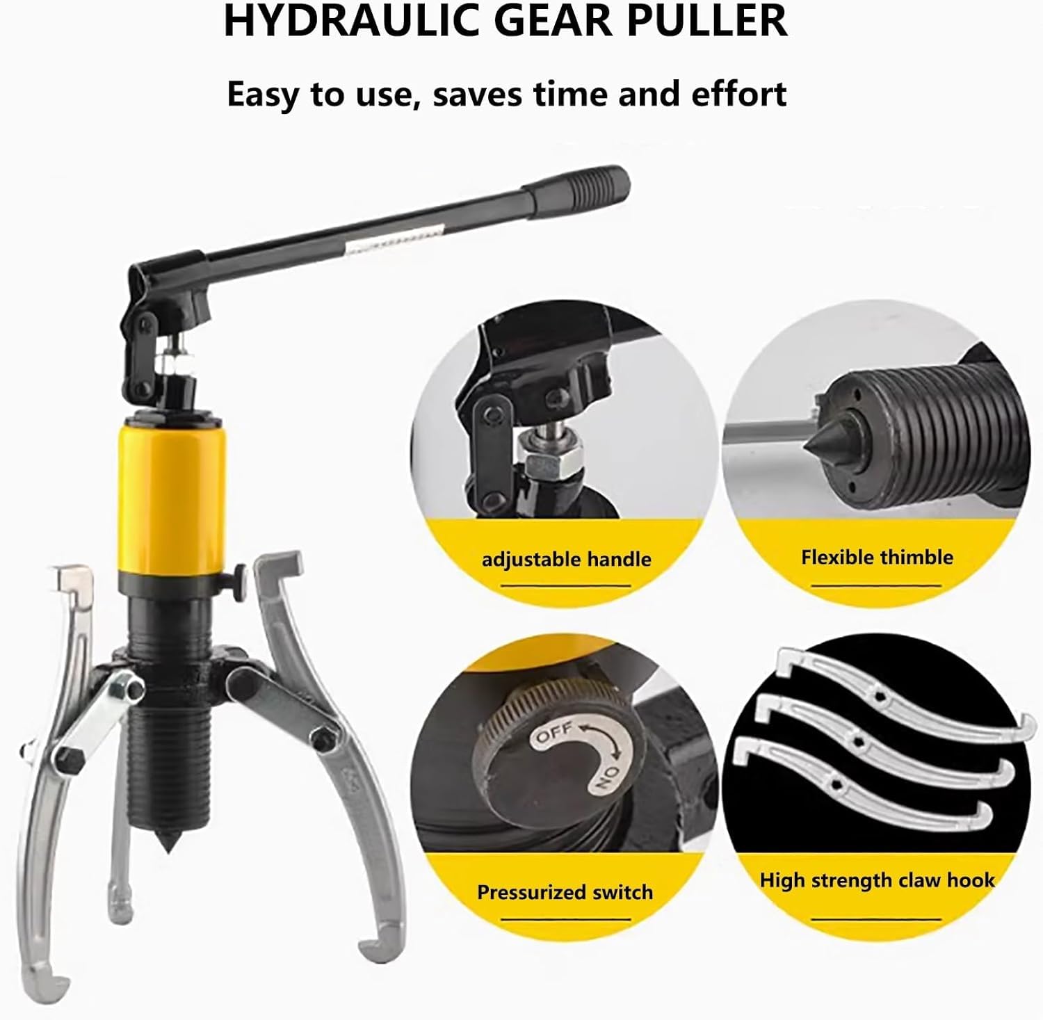 Kit de extractor de engranajes hidráulico para quitar piñones, rotores, ejes, rodamientos de rueda, herramienta esencial para mecánico y bricolaje