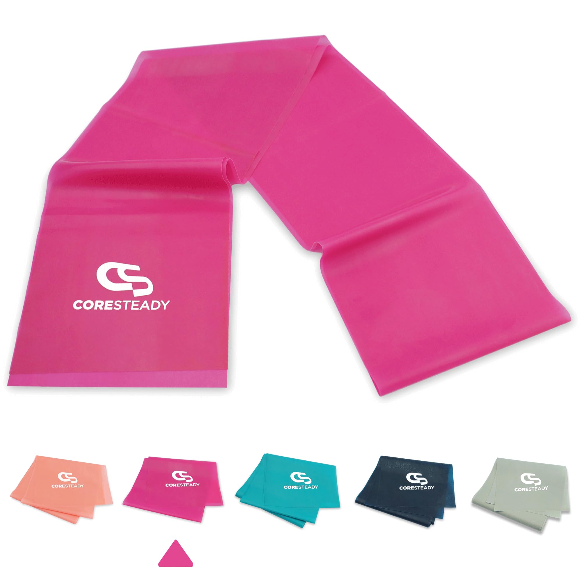 Coresteady Resistance Therapy Bands | Premium Quality Fitness Bands for Pilates, Yoga, Strength Training | Physical Therapy & Rehab | Unisex | Exercise Guide Included (2. Magenta - Slightly Weaker,