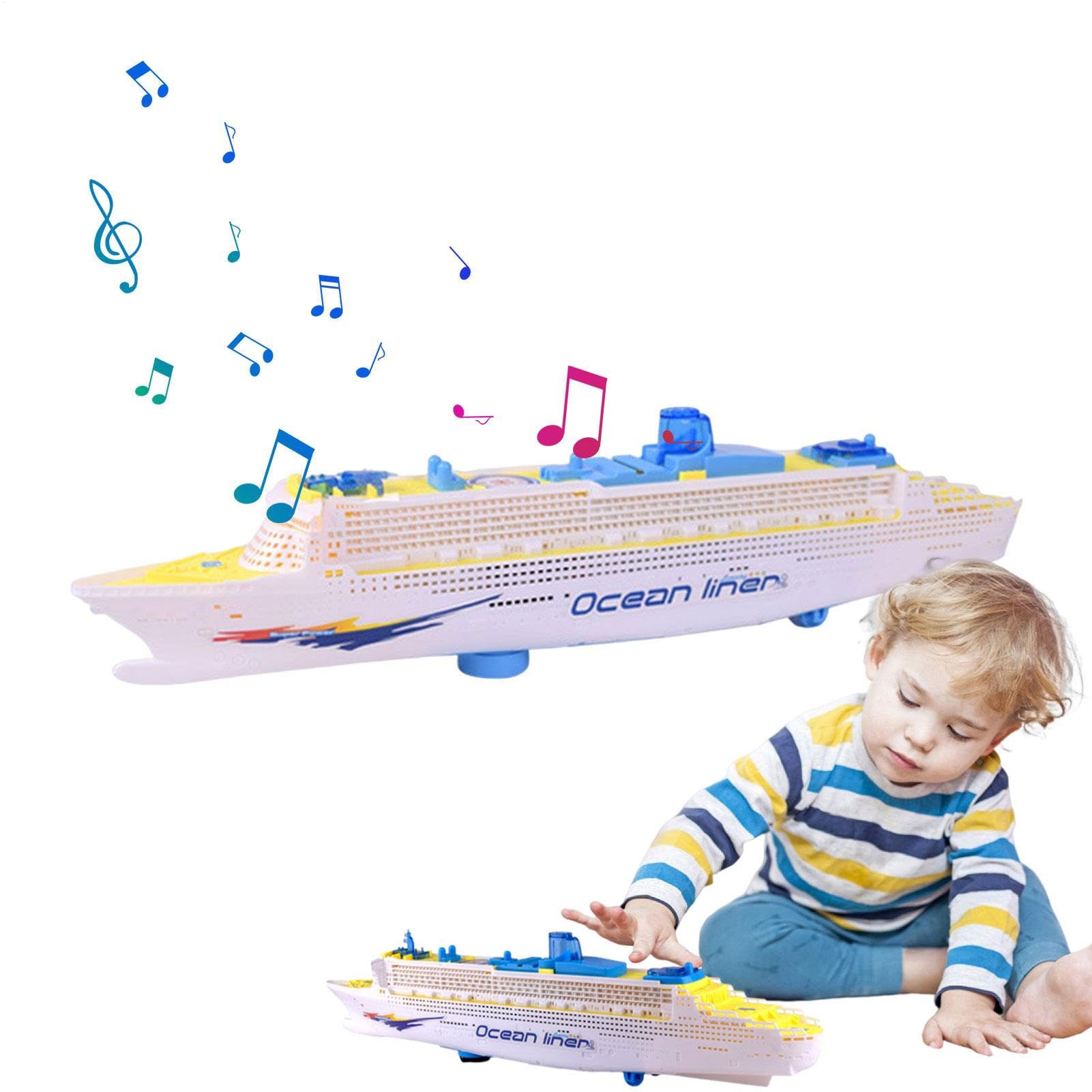 Giocattolo elettrico per nave da crociera - Modello di transatlantico a LED lampeggiante in ABS, barca a ruota universale, giocattolo interattivo educativo | Premi per l'aula perfetta Regalo di comple