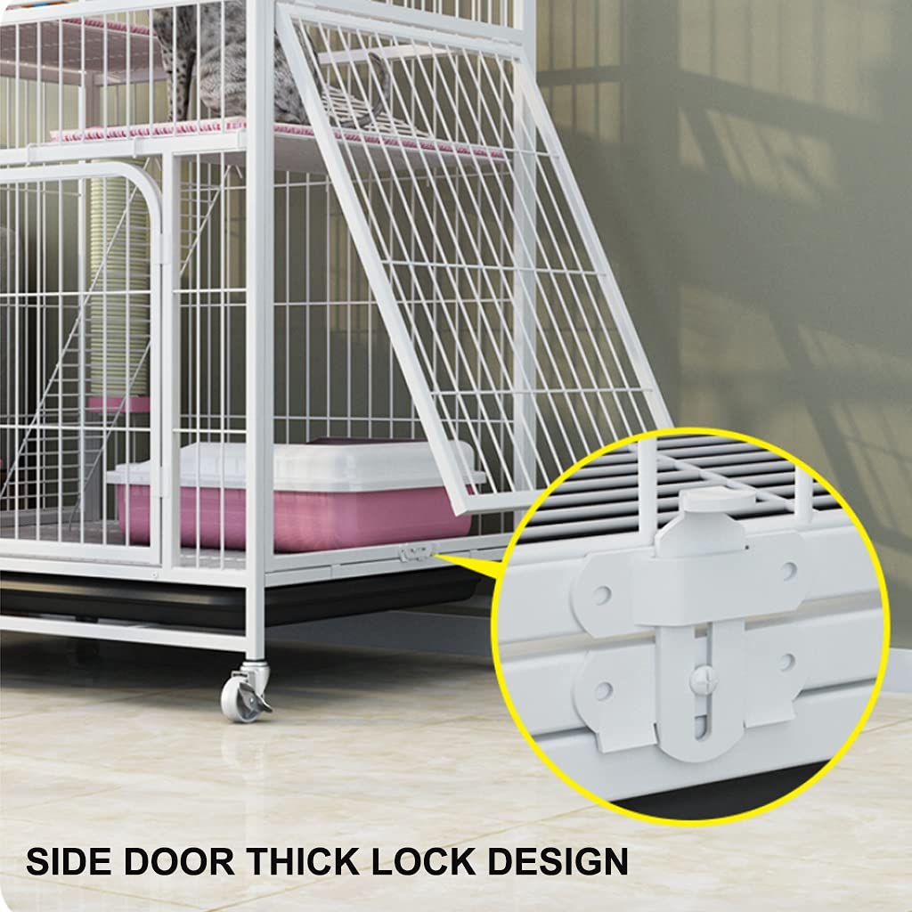 Katzenkäfig Katzenstreu Für Den Innenbereich Doppellagiges Katzenhaus Mit Zubehör Wie Hängematte Isomatte Katzentoilette Usw (Color : Weiß, S : 78x55x100cm)