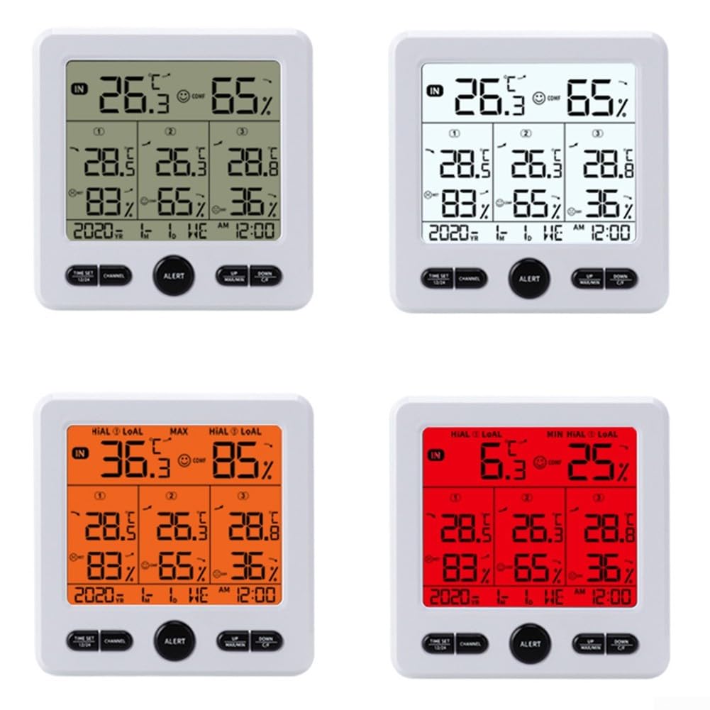 Kabelloses digitales Thermometer-Hygrometer, für Innen- und Außenbereich, digitales Thermometer-Hygrometer mit Display, I Hygrometer, Thermometer, Sensor (weiß)